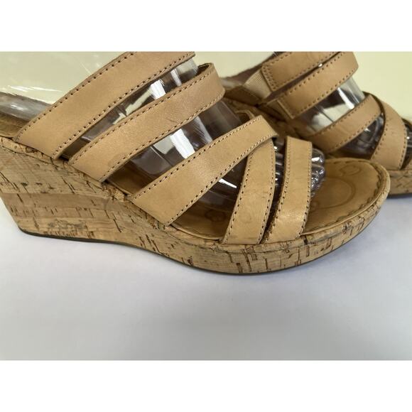 Born Tan Leather Strappy Sandals Women’s Size 9 Slip On Comfort Shoe - Picture 4 of 15